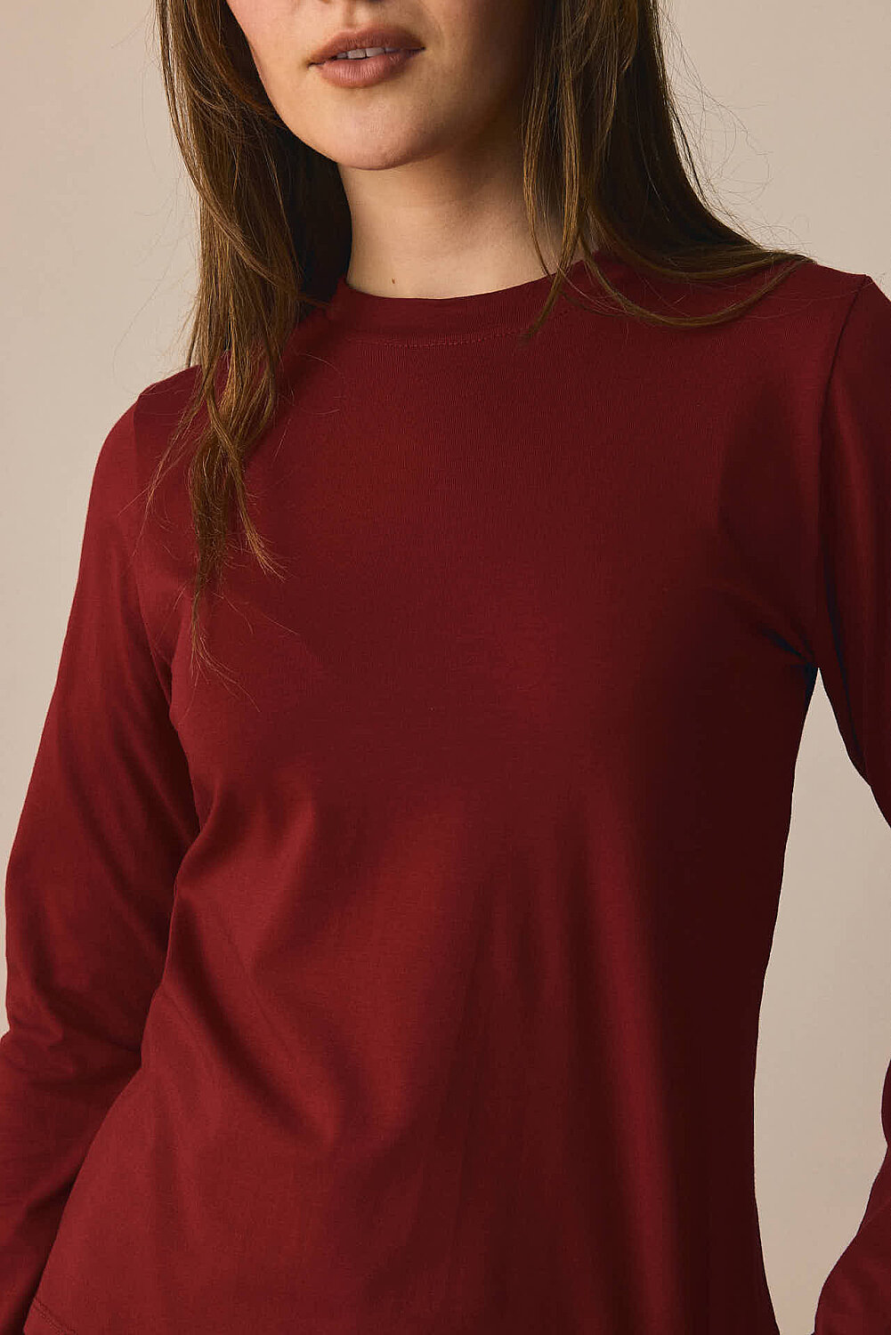 Pamuklu Uzun Kollu Body Bordo - 5