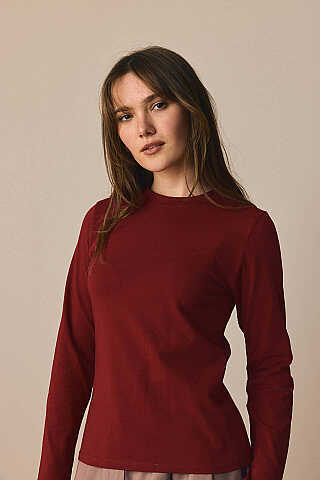 Pamuklu Uzun Kollu Body Bordo - 7