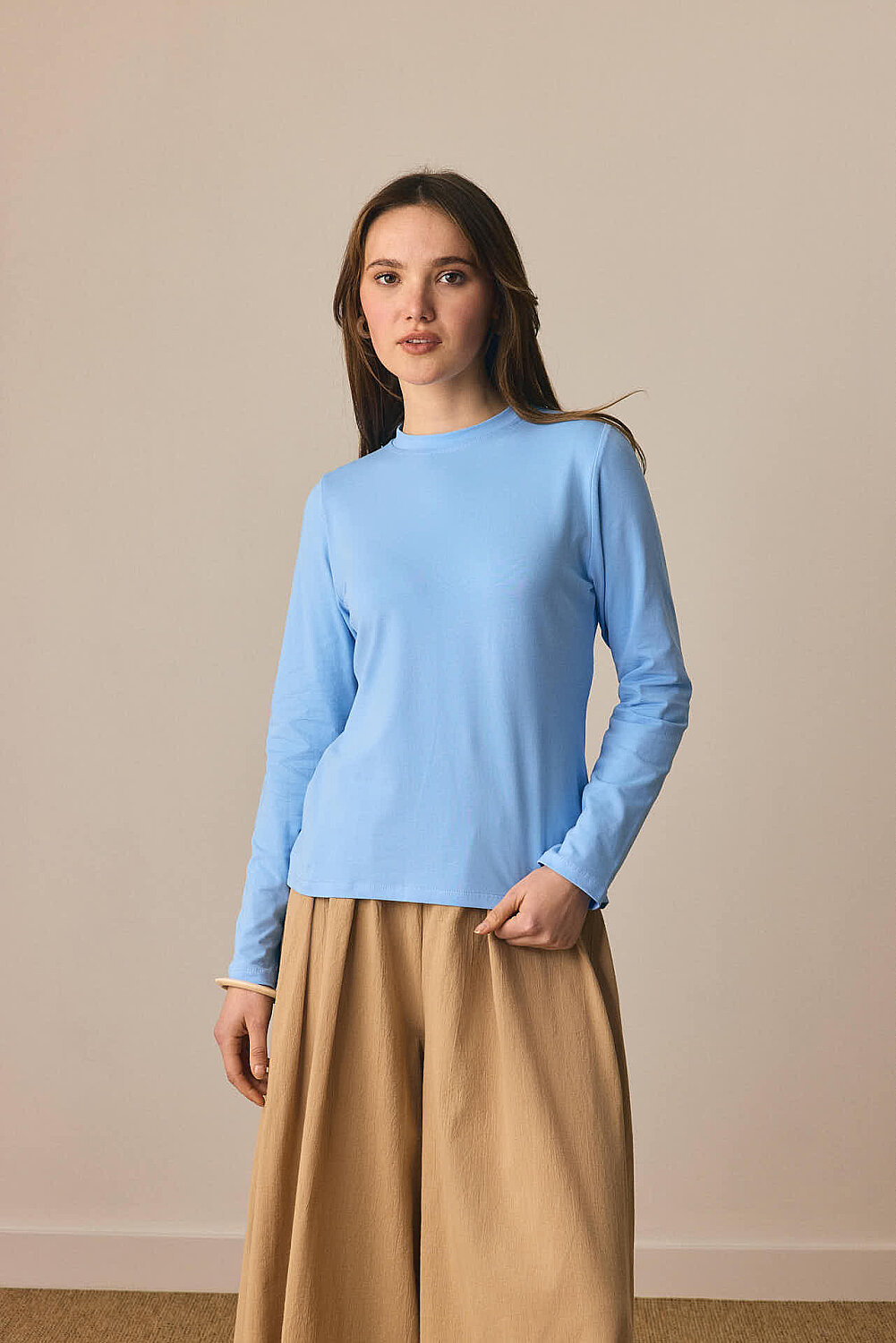 Pamuklu Uzun Kollu Body Mavi - 2