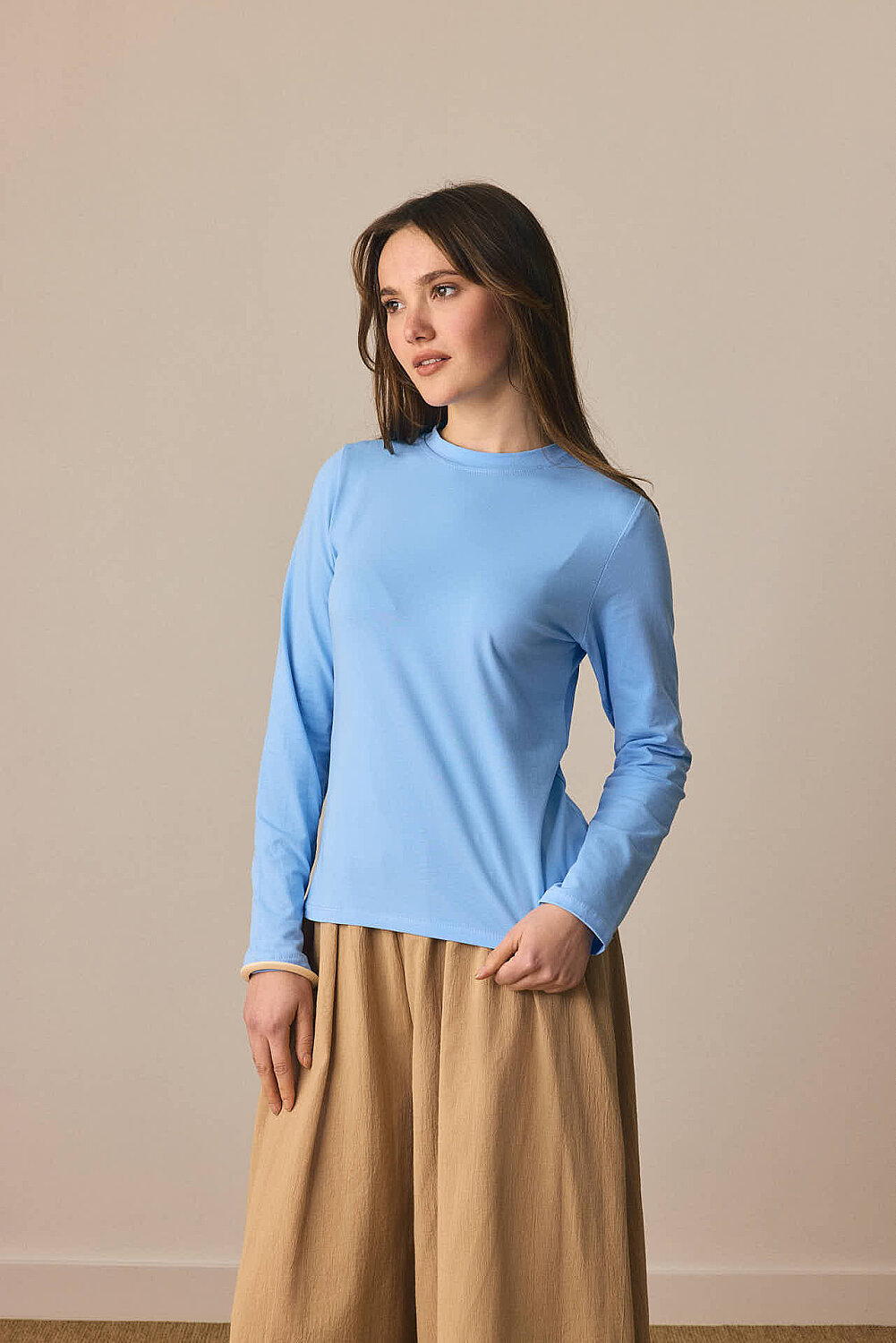 Pamuklu Uzun Kollu Body Mavi - 1