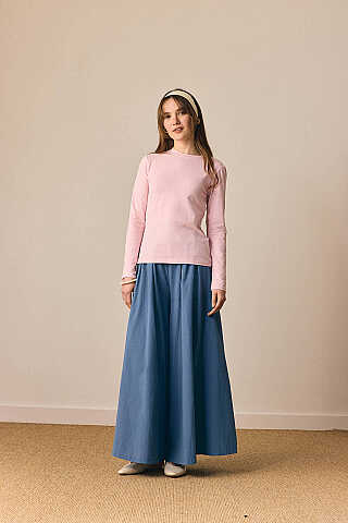 Pamuklu Uzun Kollu Body Toz Pembe - 1