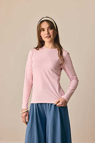 Pamuklu Uzun Kollu Body Toz Pembe - 2