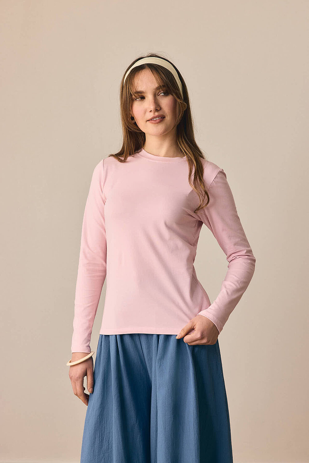 Pamuklu Uzun Kollu Body Toz Pembe - 2