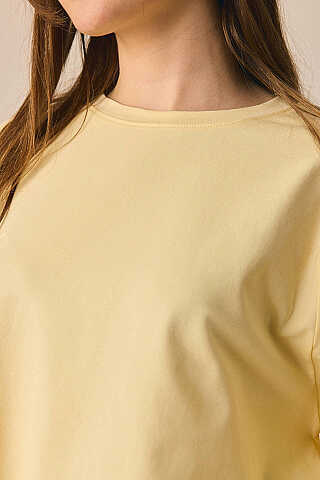 Pamuklu Uzun Kollu Tişört Açık Sarı - 3