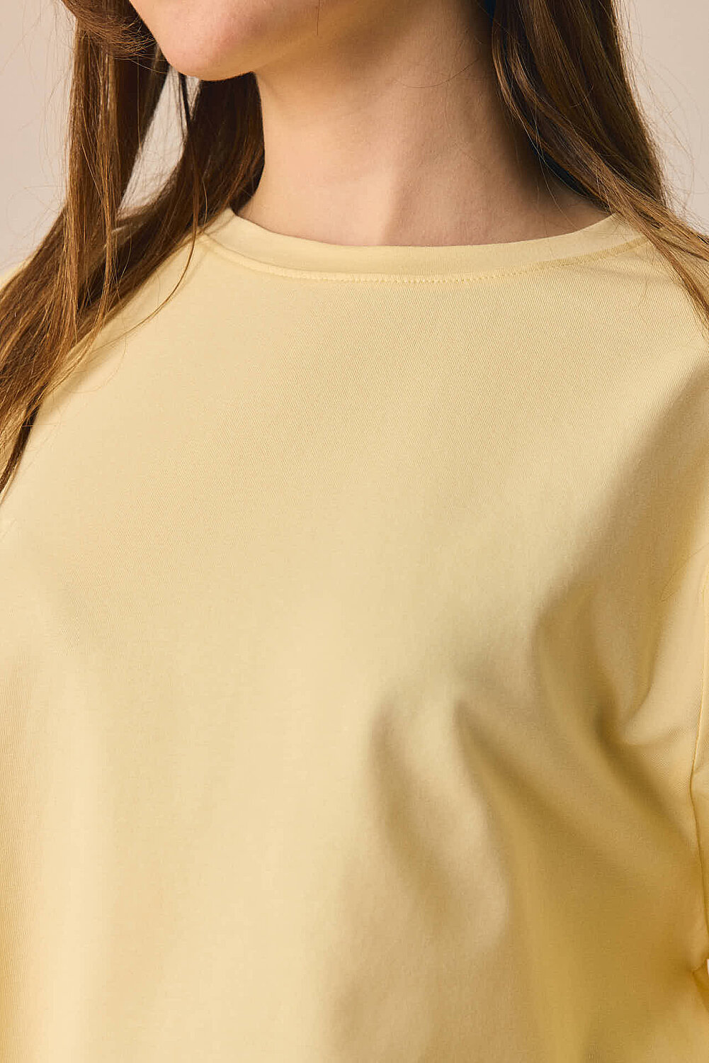 Pamuklu Uzun Kollu Tişört Açık Sarı - 3