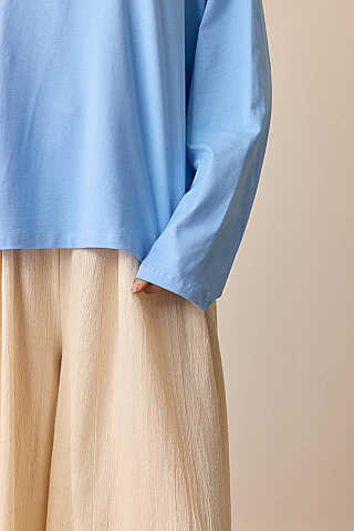 Pamuklu Uzun Kollu Tişört Bebe Mavisi - 2