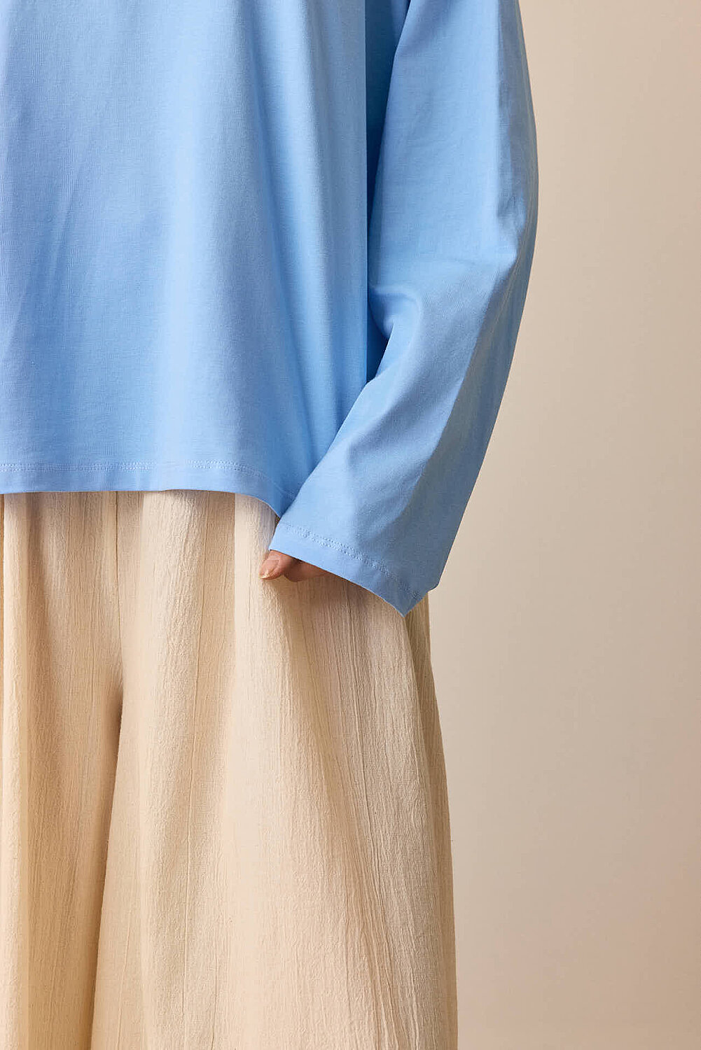 Pamuklu Uzun Kollu Tişört Bebe Mavisi - 2