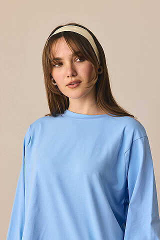 Pamuklu Uzun Kollu Tişört Bebe Mavisi - 4