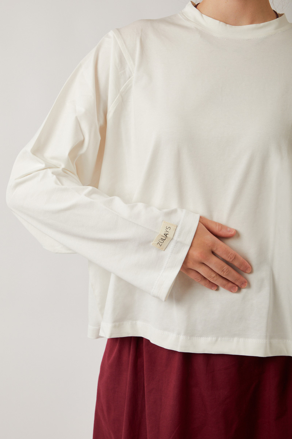 Pamuklu Uzun Kollu Tişört Beyaz - 6