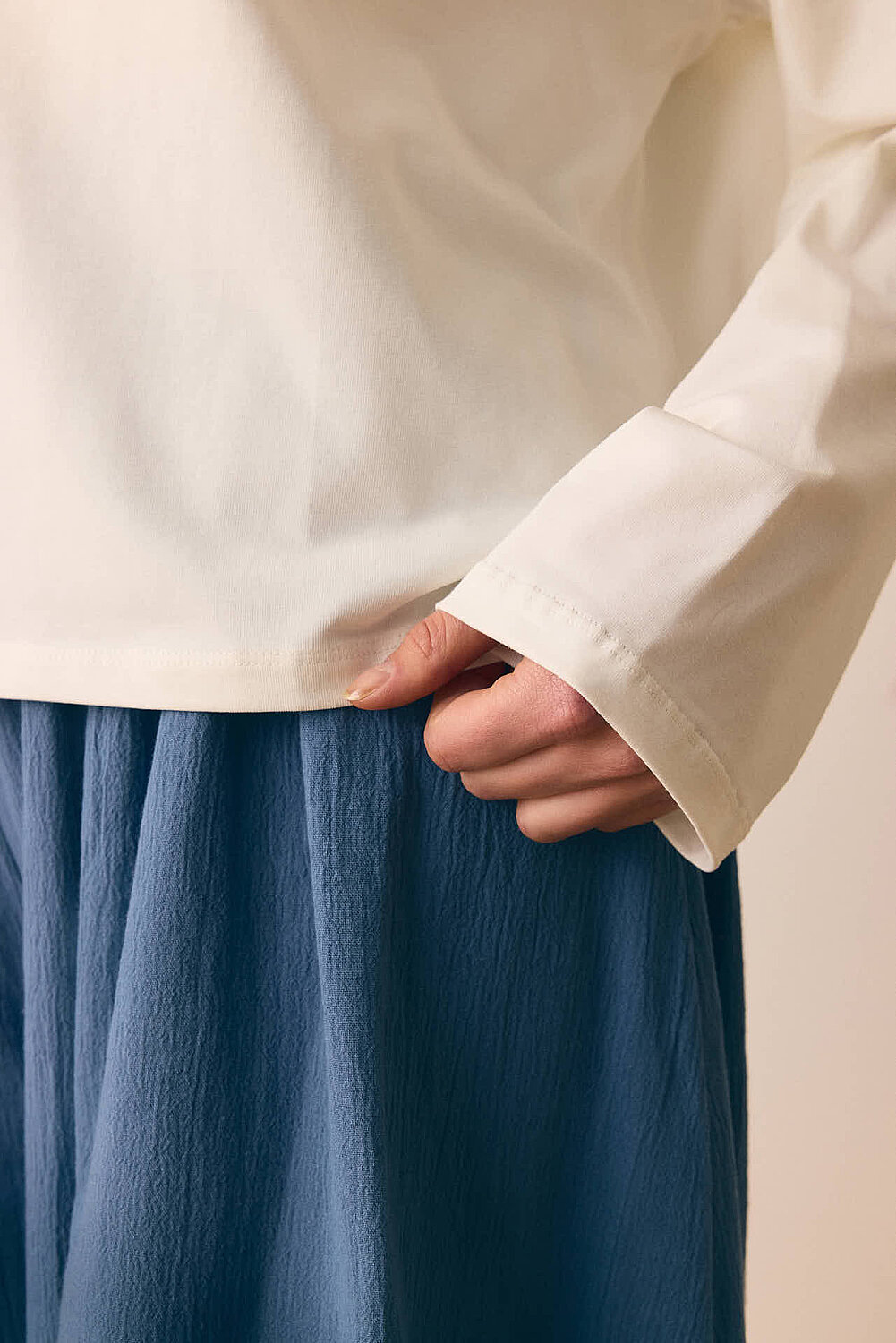 Pamuklu Uzun Kollu Tişört Beyaz - 4