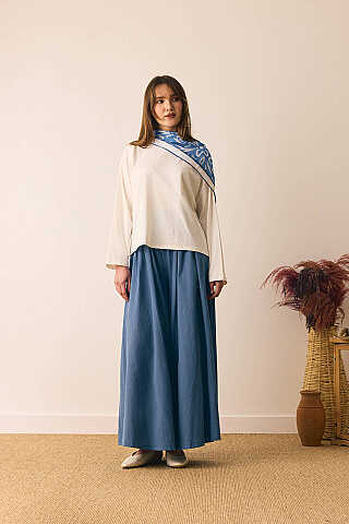 Pamuklu Uzun Kollu Tişört Beyaz - 2