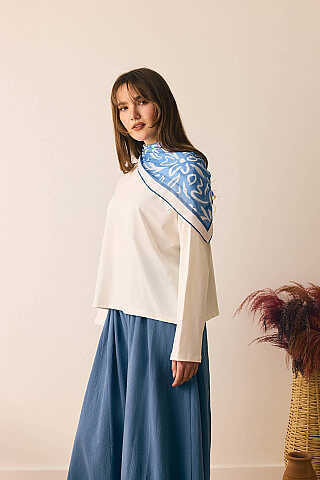 Pamuklu Uzun Kollu Tişört Beyaz - 3