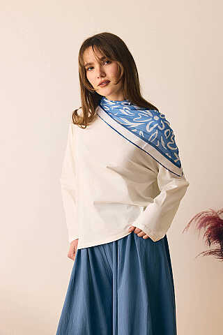 Pamuklu Uzun Kollu Tişört Beyaz - 6