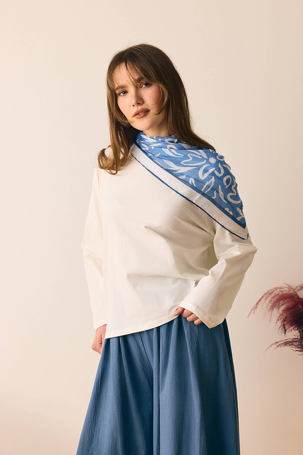 Pamuklu Uzun Kollu Tişört Beyaz - 6