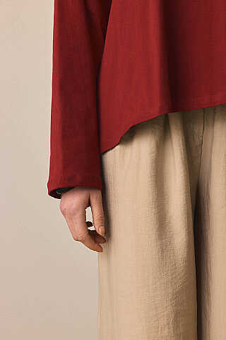 Pamuklu Uzun Kollu Tişört Bordo - 3