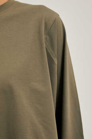 Pamuklu Uzun Kollu Tişört Haki - 8