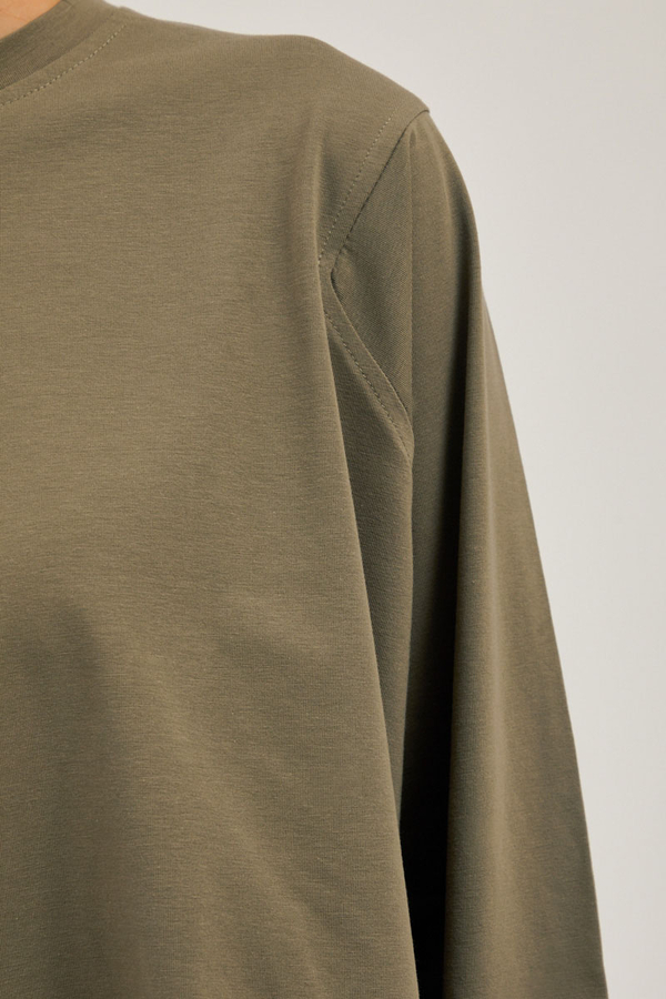 Pamuklu Uzun Kollu Tişört Haki - 8