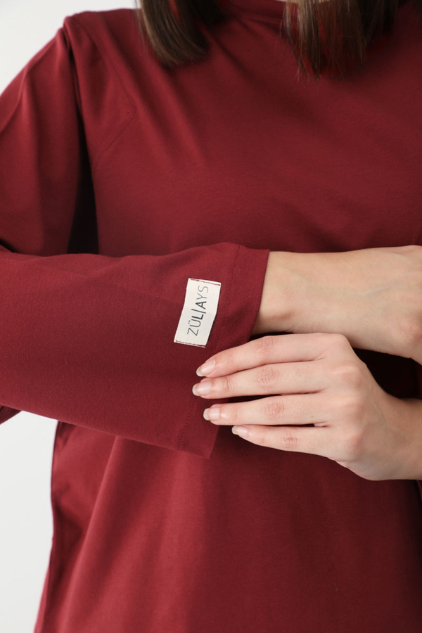 Pamuklu Uzun Kollu Tişört Kırmızı - 4