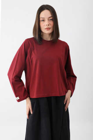 Pamuklu Uzun Kollu Tişört Kırmızı - 6