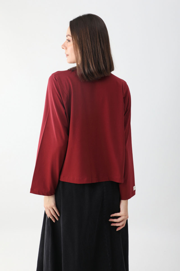 Pamuklu Uzun Kollu Tişört Kırmızı - 7