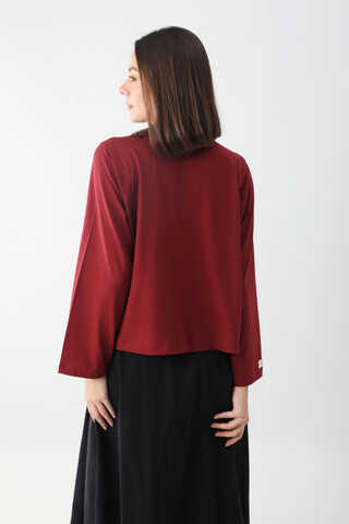 Pamuklu Uzun Kollu Tişört Kırmızı - 7