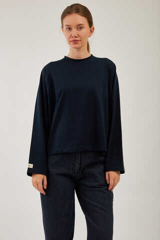 Pamuklu Uzun Kollu Tişört Lacivert - 3