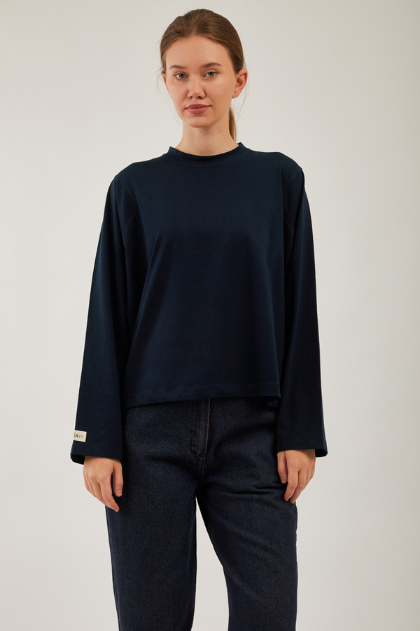 Pamuklu Uzun Kollu Tişört Lacivert - 3