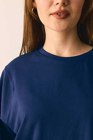 Pamuklu Uzun Kollu Tişört Lacivert - 4