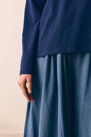 Pamuklu Uzun Kollu Tişört Lacivert - 6