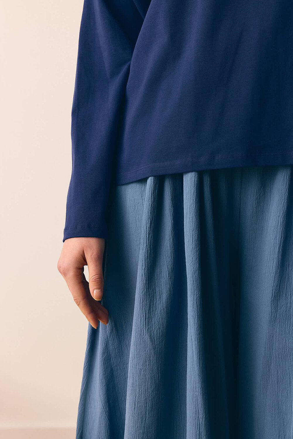 Pamuklu Uzun Kollu Tişört Lacivert - 6