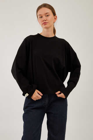 Pamuklu Uzun Kollu Tişört Siyah - 2