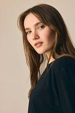 Pamuklu Uzun Kollu Tişört Siyah - 2