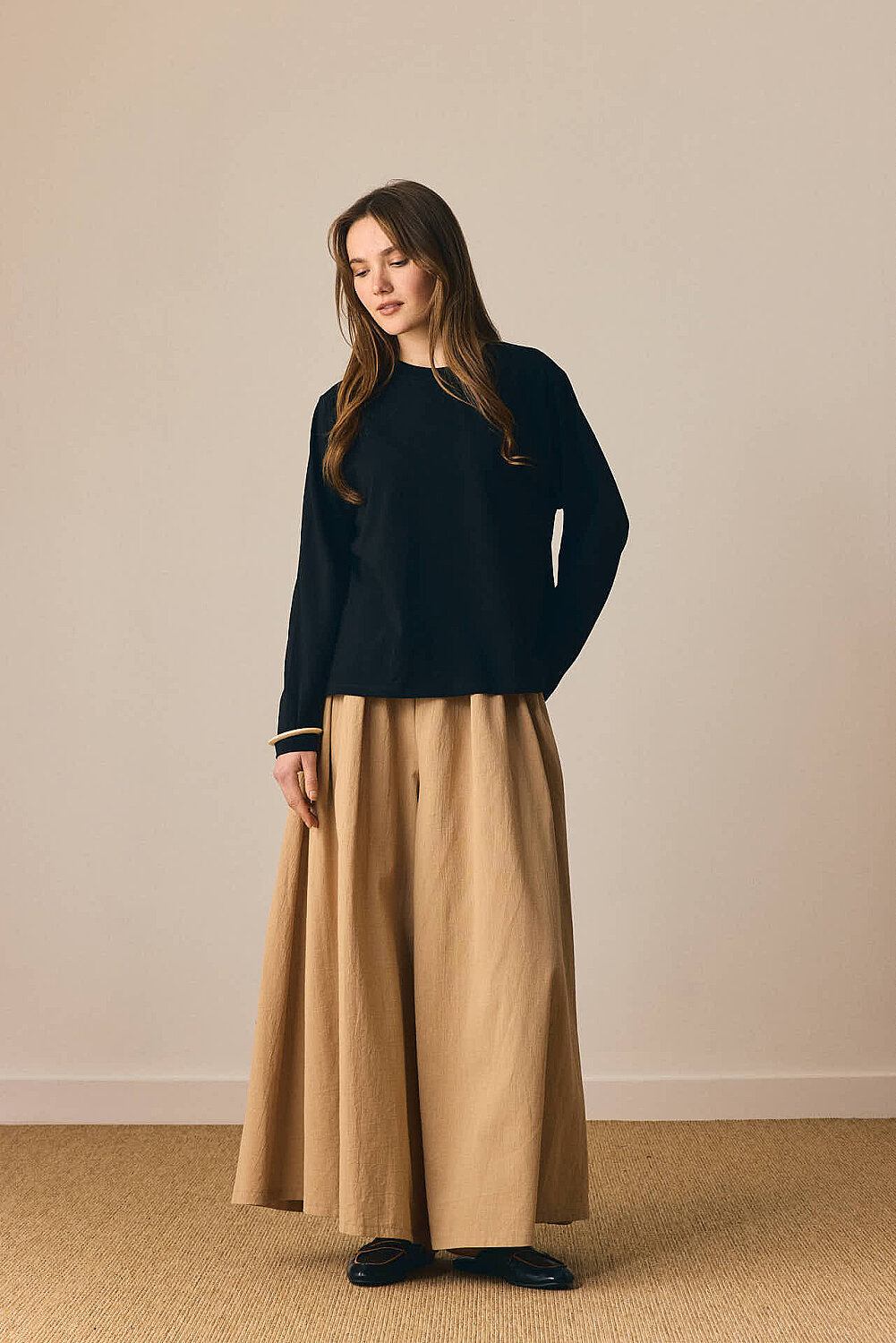 Pamuklu Uzun Kollu Tişört Siyah - 5