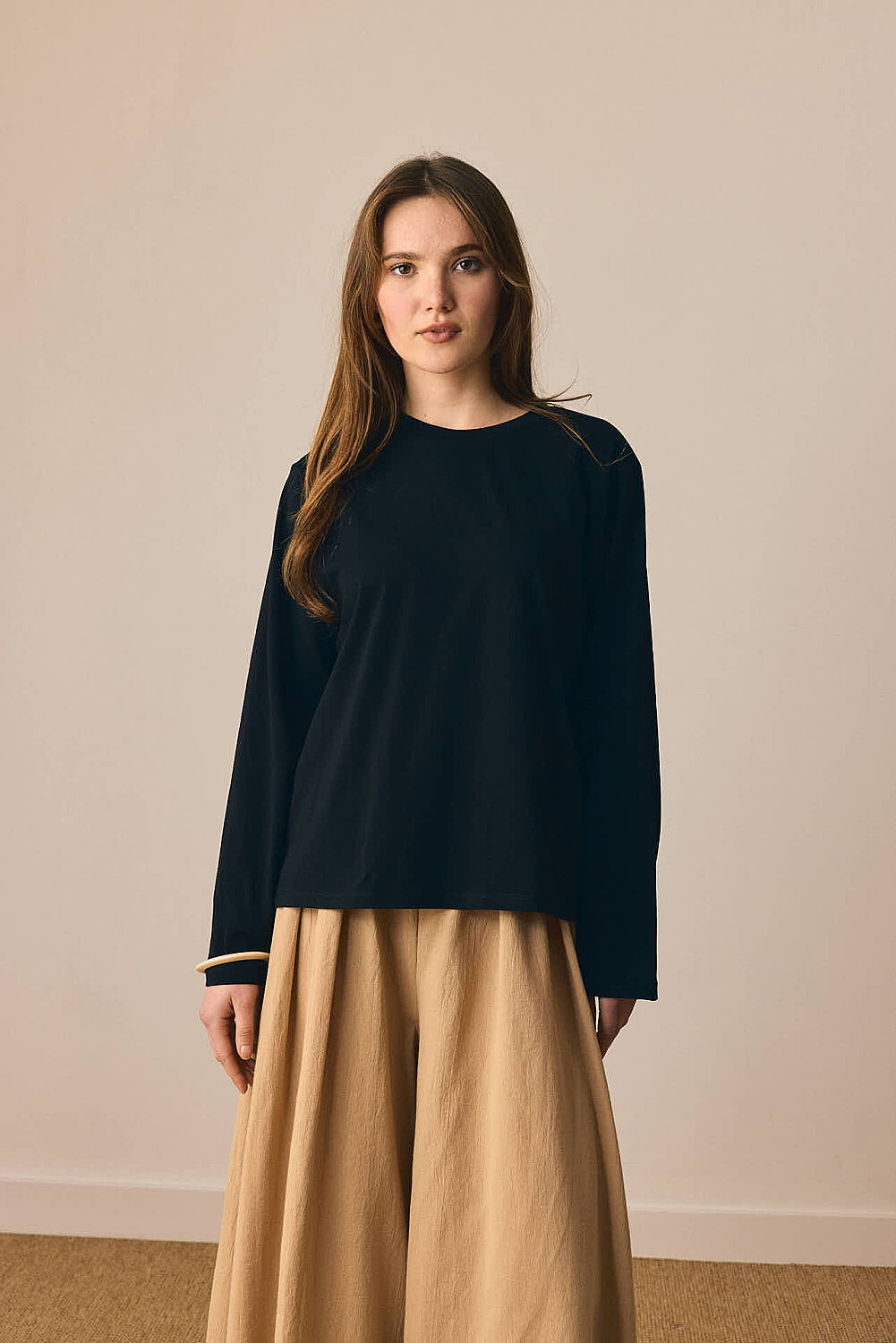 Pamuklu Uzun Kollu Tişört Siyah - 6