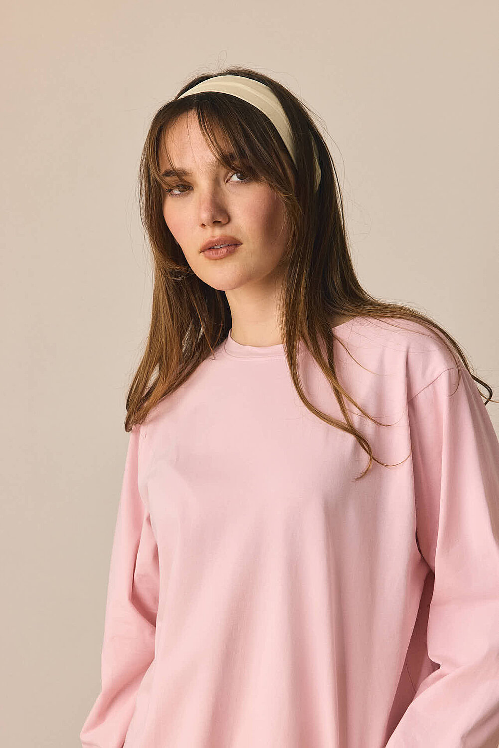 Pamuklu Uzun Kollu Tişört Toz Pembe - 5