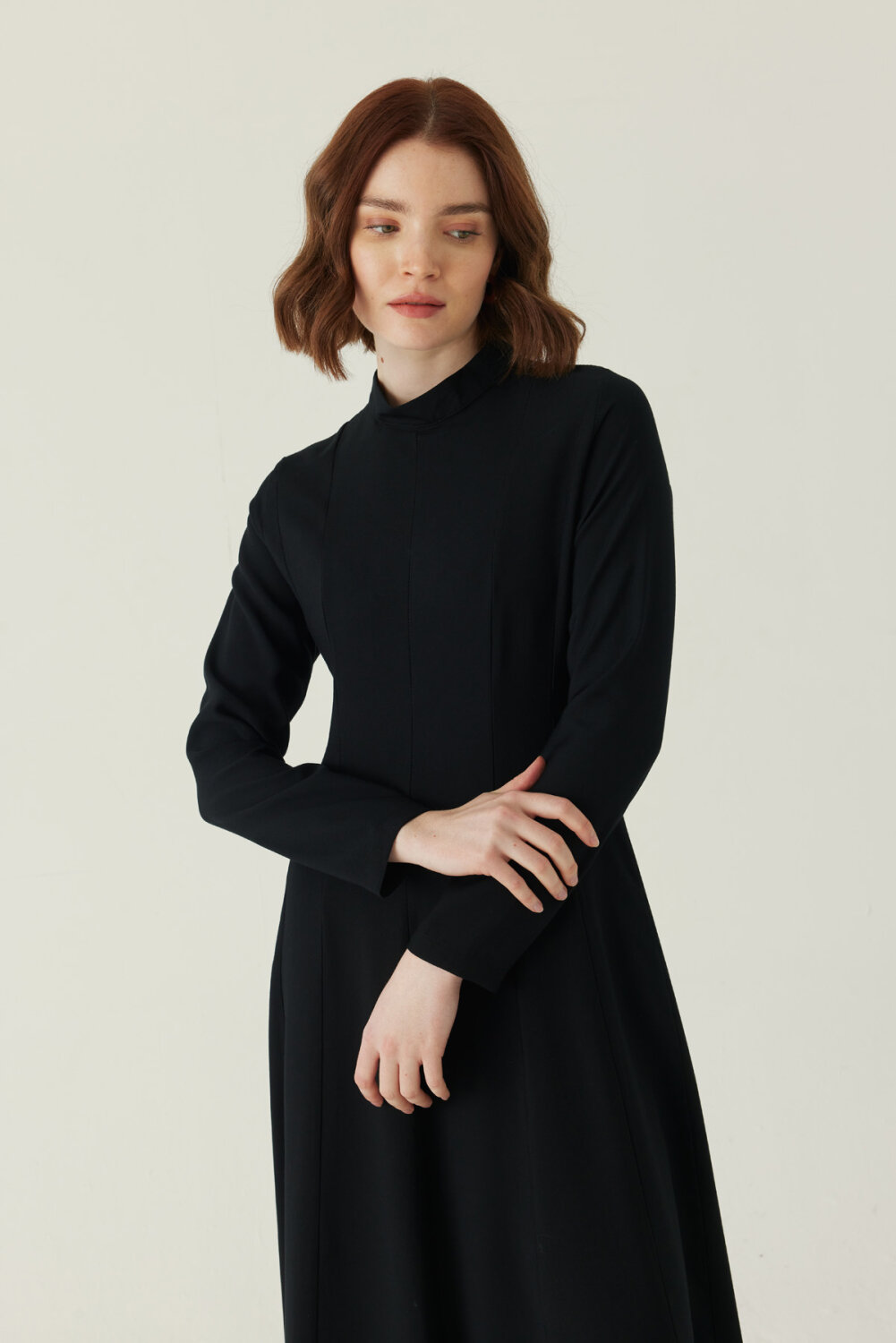 Panel Seam Tencel Dress – Black 