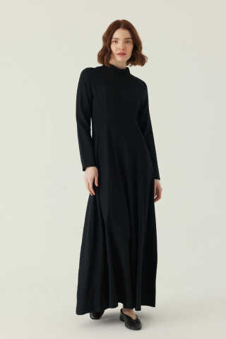 Panel Seam Tencel Dress – Black - 2