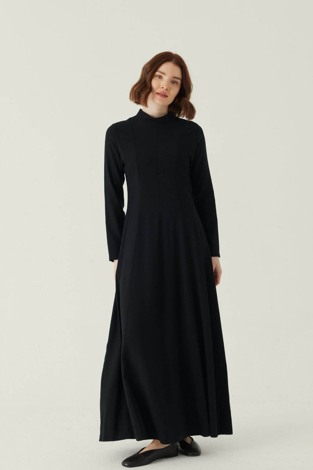 Panel Seam Tencel Dress – Black - 5