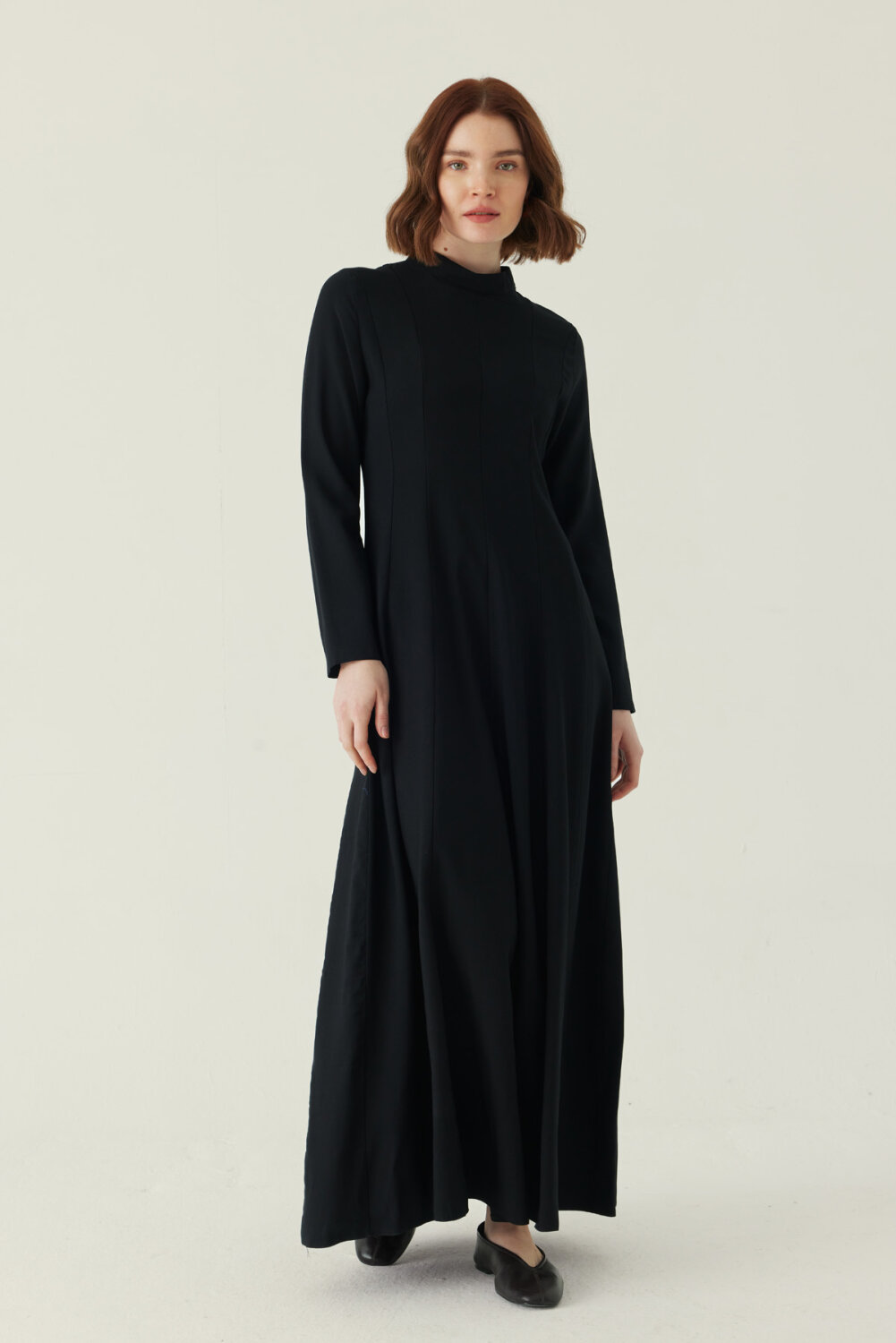 Panel Seam Tencel Dress – Black - 2