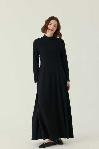 Panel Seam Tencel Dress – Black - 5
