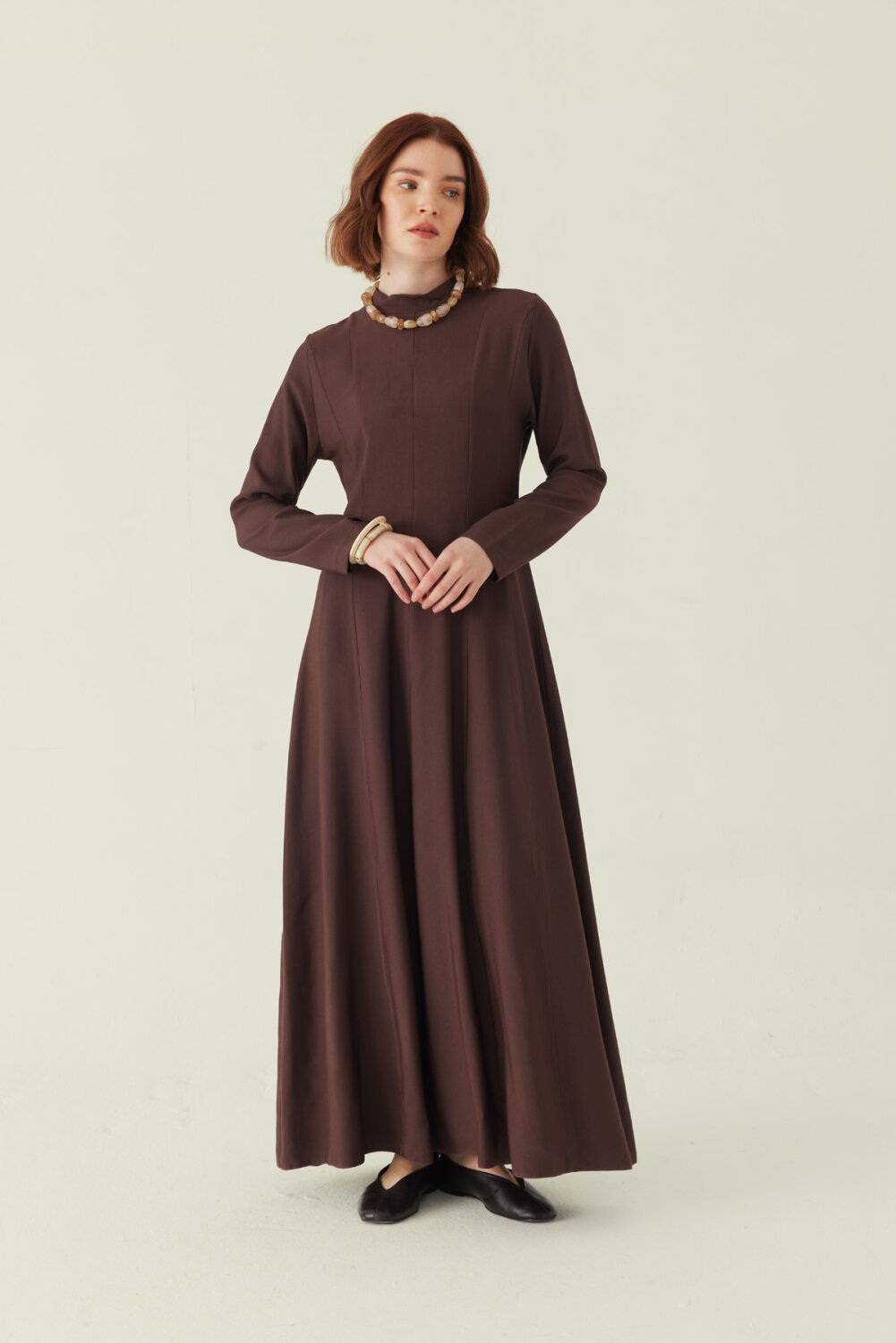 Panel Seam Tencel Dress – Brown