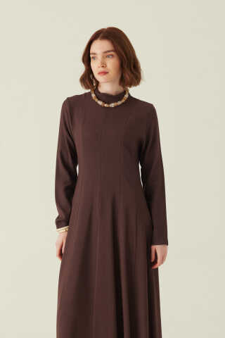Panel Seam Tencel Dress – Brown - 2