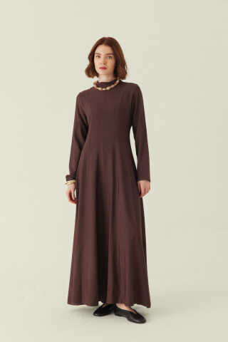 Panel Seam Tencel Dress – Brown - 4