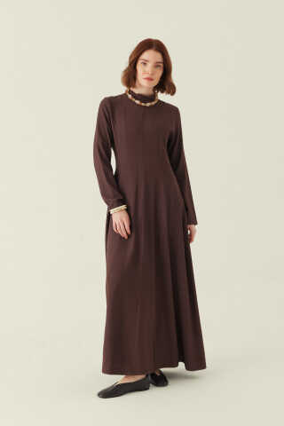 Panel Seam Tencel Dress – Brown - 5