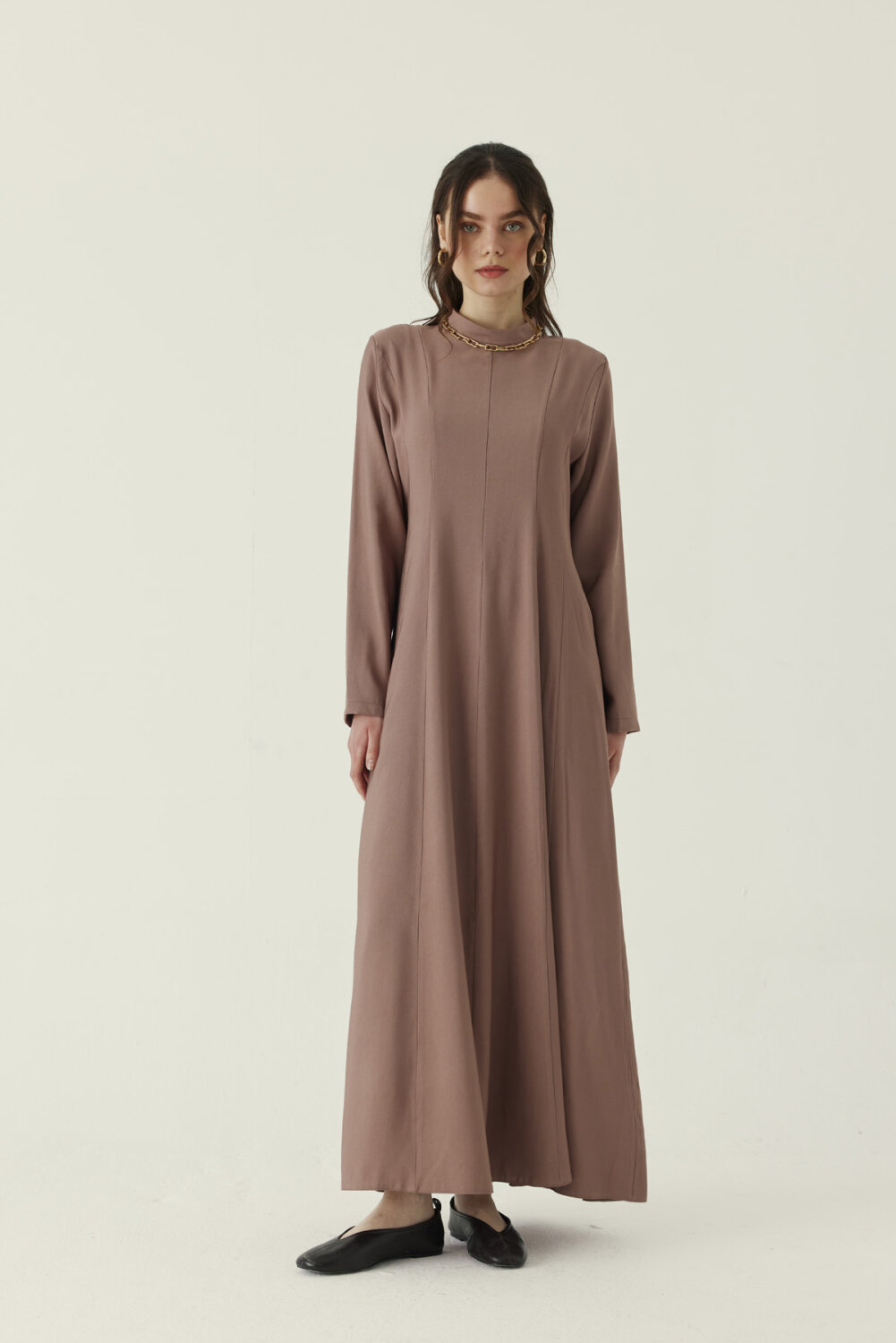Panel Seam Tencel Dress – Mink - 3