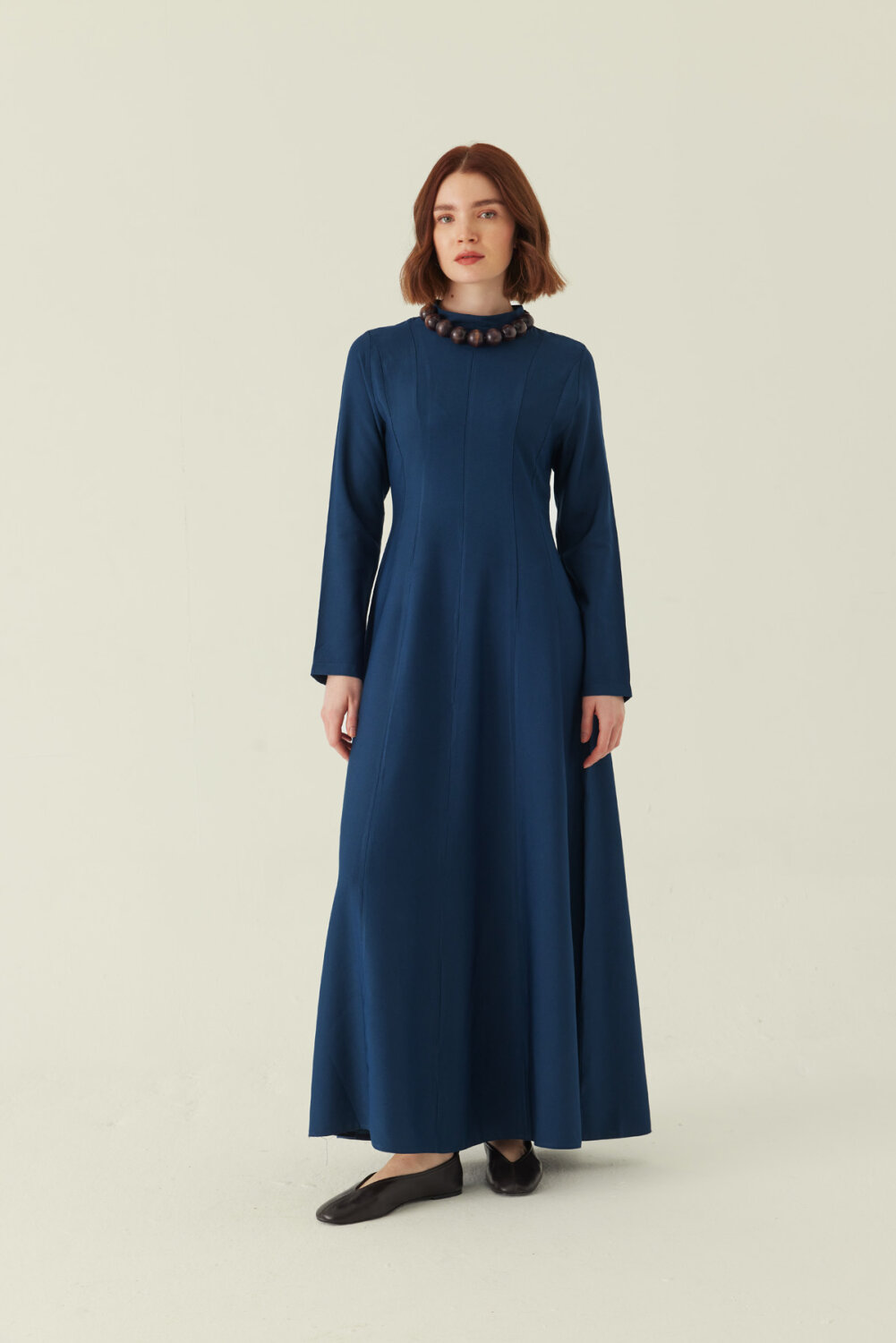 Panel Seam Tencel Dress – Navy - 6