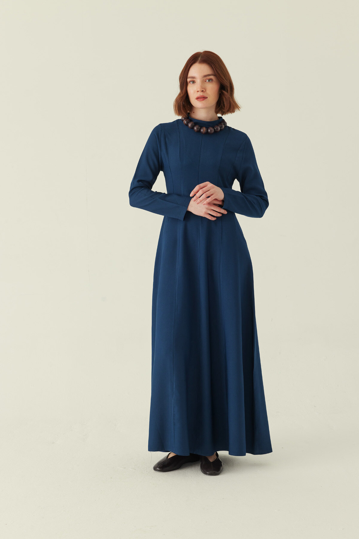 Panel Seam Tencel Dress – Navy