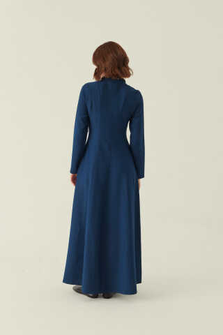 Panel Seam Tencel Dress – Navy - 5