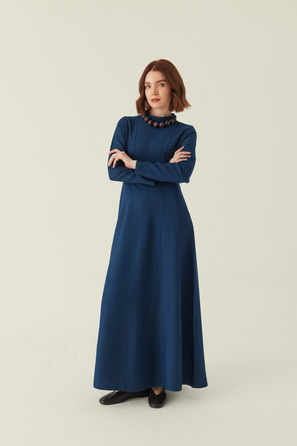 Panel Seam Tencel Dress – Navy - 4