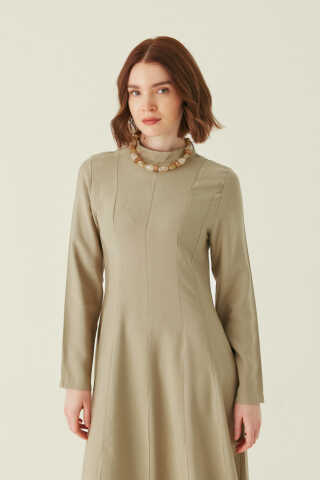 Panel Seam Tencel Dress – Soft Khaki - 4